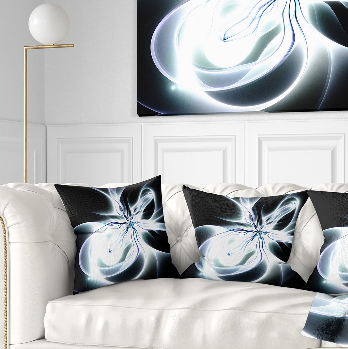 Designart White Symmetrical Fractal Flower - Abstract Throw Pillow - 18x18
