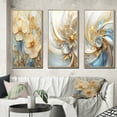 thumbnail image 1 of Designart "White Violets in Retro Bloom" Fractals Framed Wall Art Set Of 3 - White Transitional Frame Gallery Wall Set For Home Decor, 1 of 6