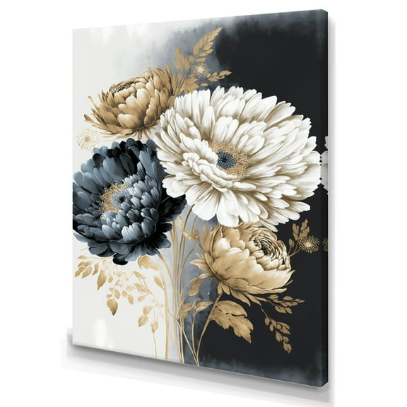 Designart White Watercolor Daisies Canvas Wall Art