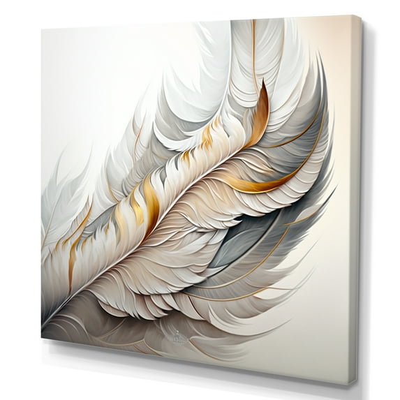 Designart White Watercolor Feather Canvas Wall Art