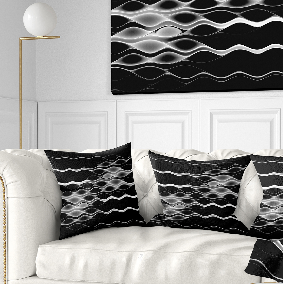 Designart White Waves Fractal Pattern - Abstract Throw Pillow - 18x18
