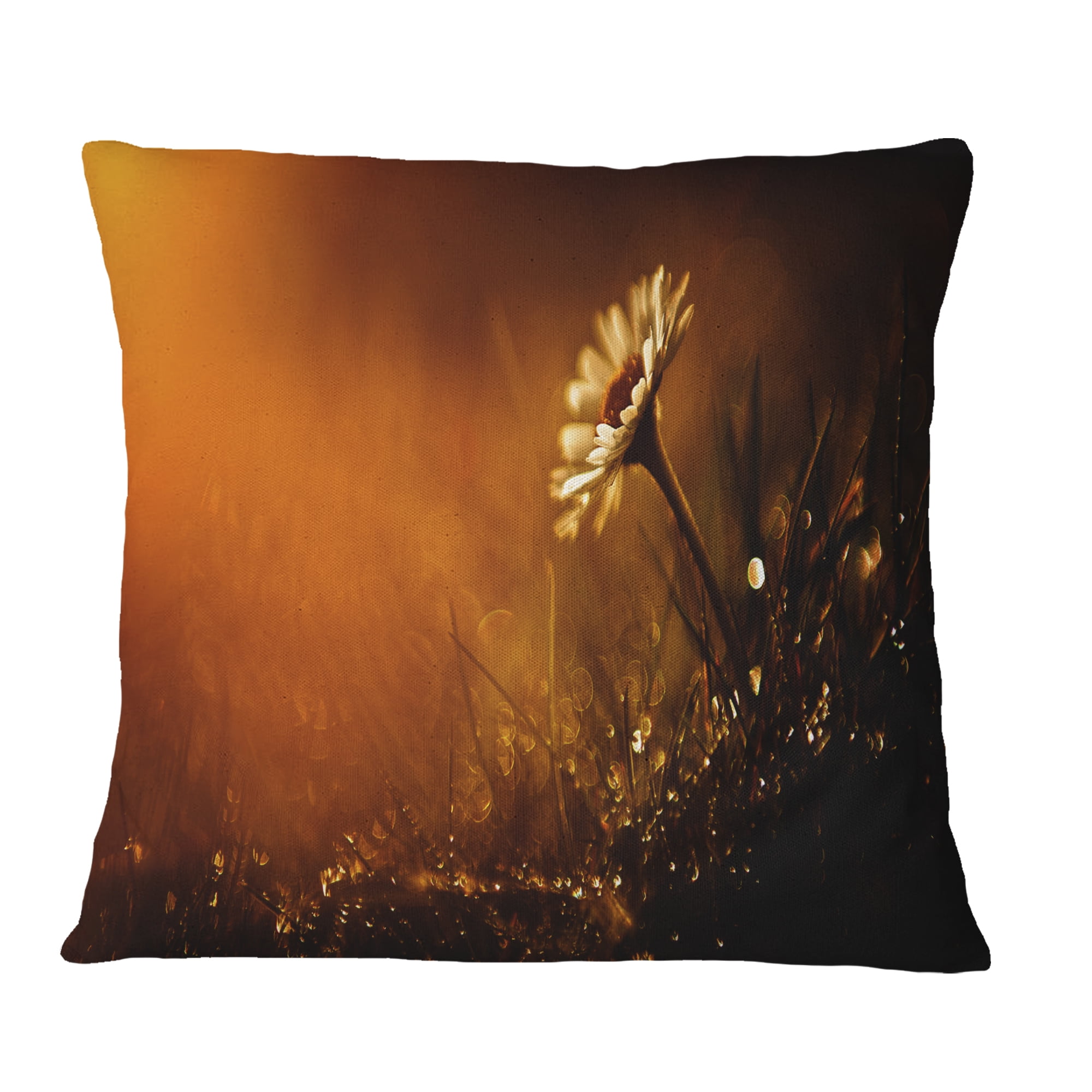 Designart White Wild Flower at Sunset After Rain - Floral Throw Pillow - 16x16