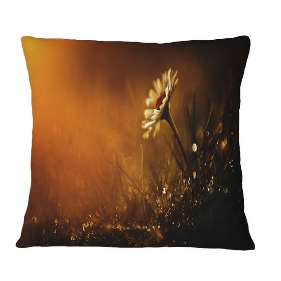Designart White Wild Flower at Sunset After Rain - Floral Throw Pillow - 16x16