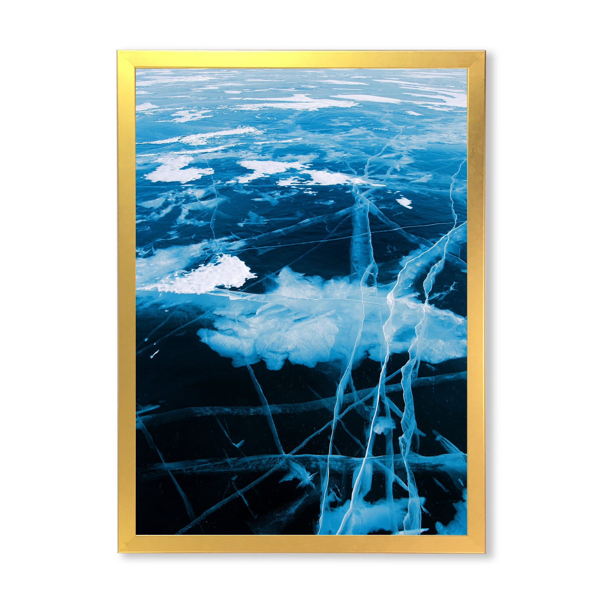 Designart 'White and Blue Ice Structure I' Modern Framed Art Print