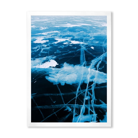 Designart 'White and Blue Ice Structure I' Modern Framed Art Print