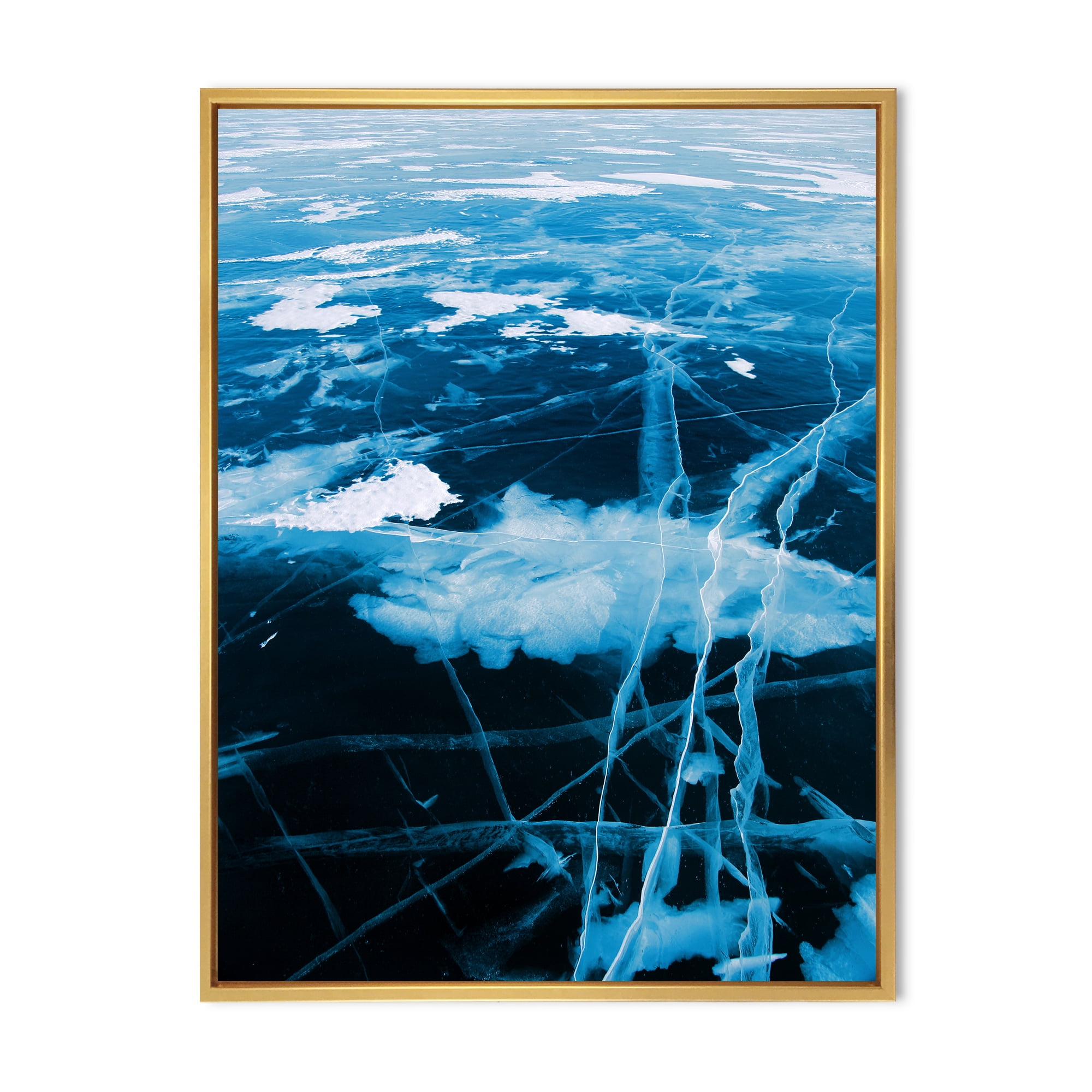 Designart 'White and Blue Ice Structure I' Modern Framed Canvas Wall Art Print