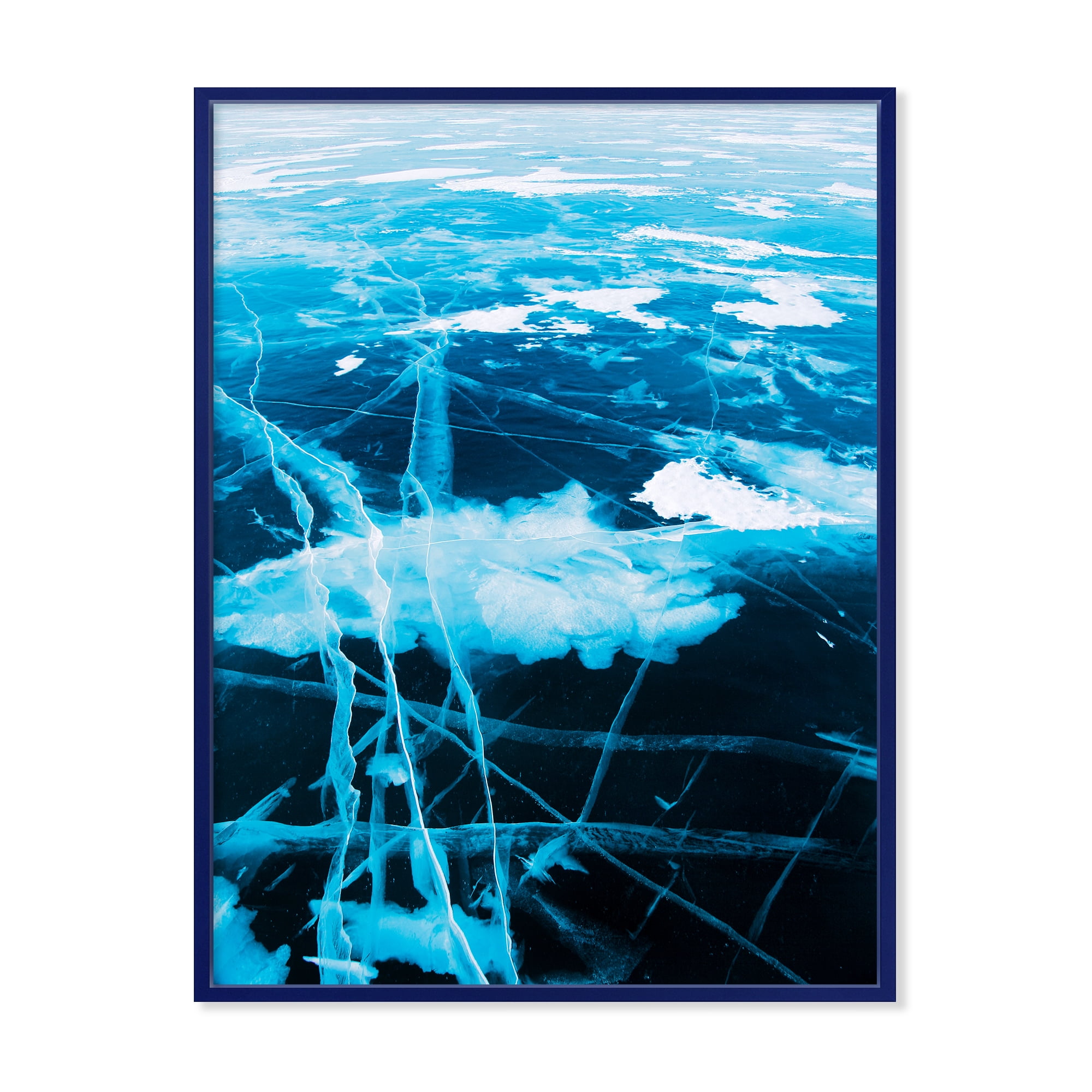 Designart 'White and Blue Ice Structure I' Modern Framed Canvas Wall Art Print