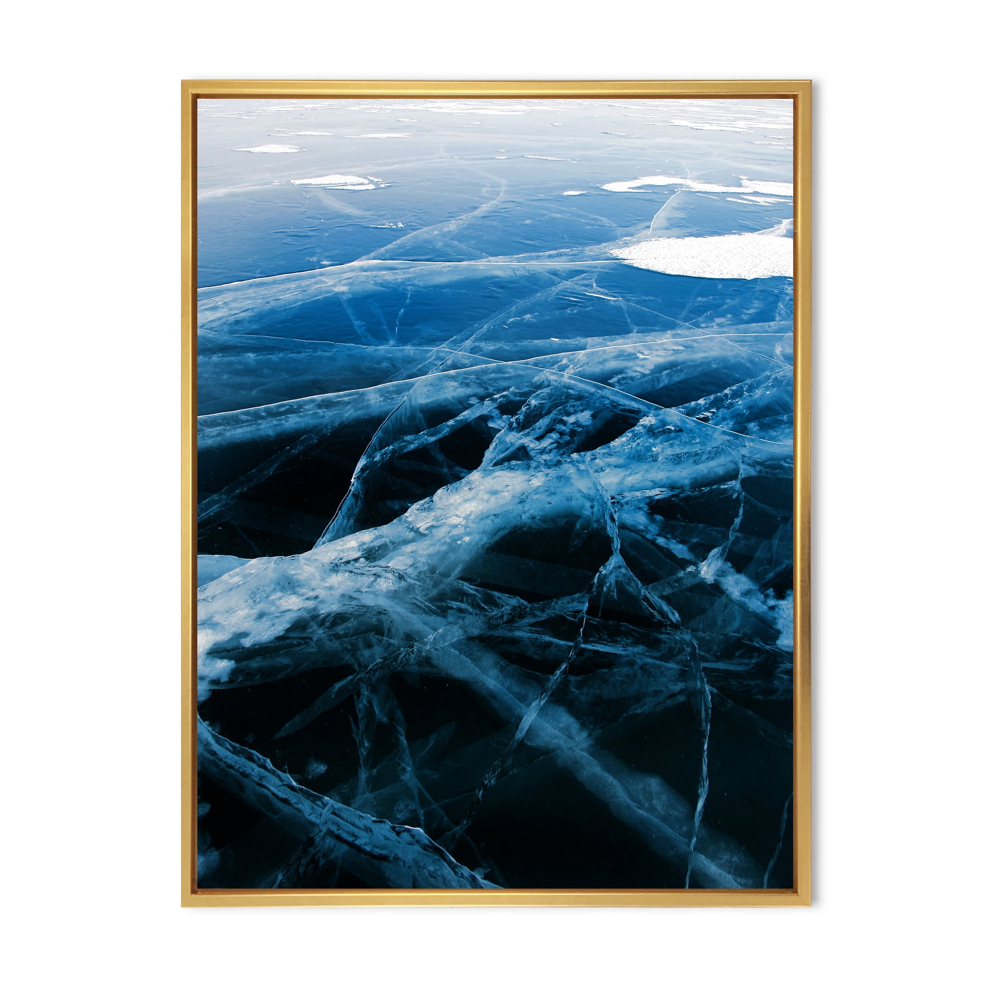 Designart 'White and Blue Ice Structure II' Modern Framed Canvas Wall Art Print