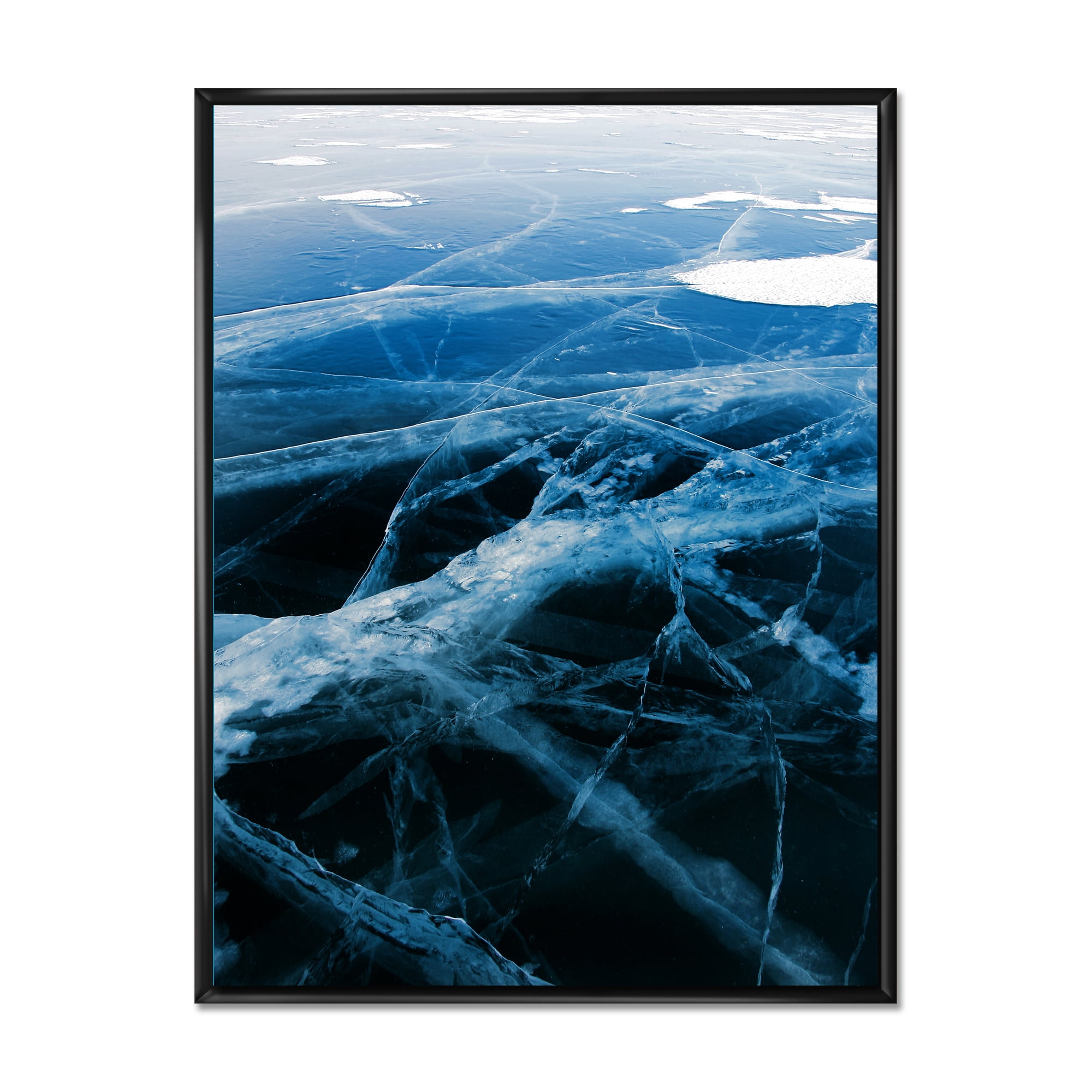 Designart 'White and Blue Ice Structure II' Modern Framed Canvas Wall Art Print