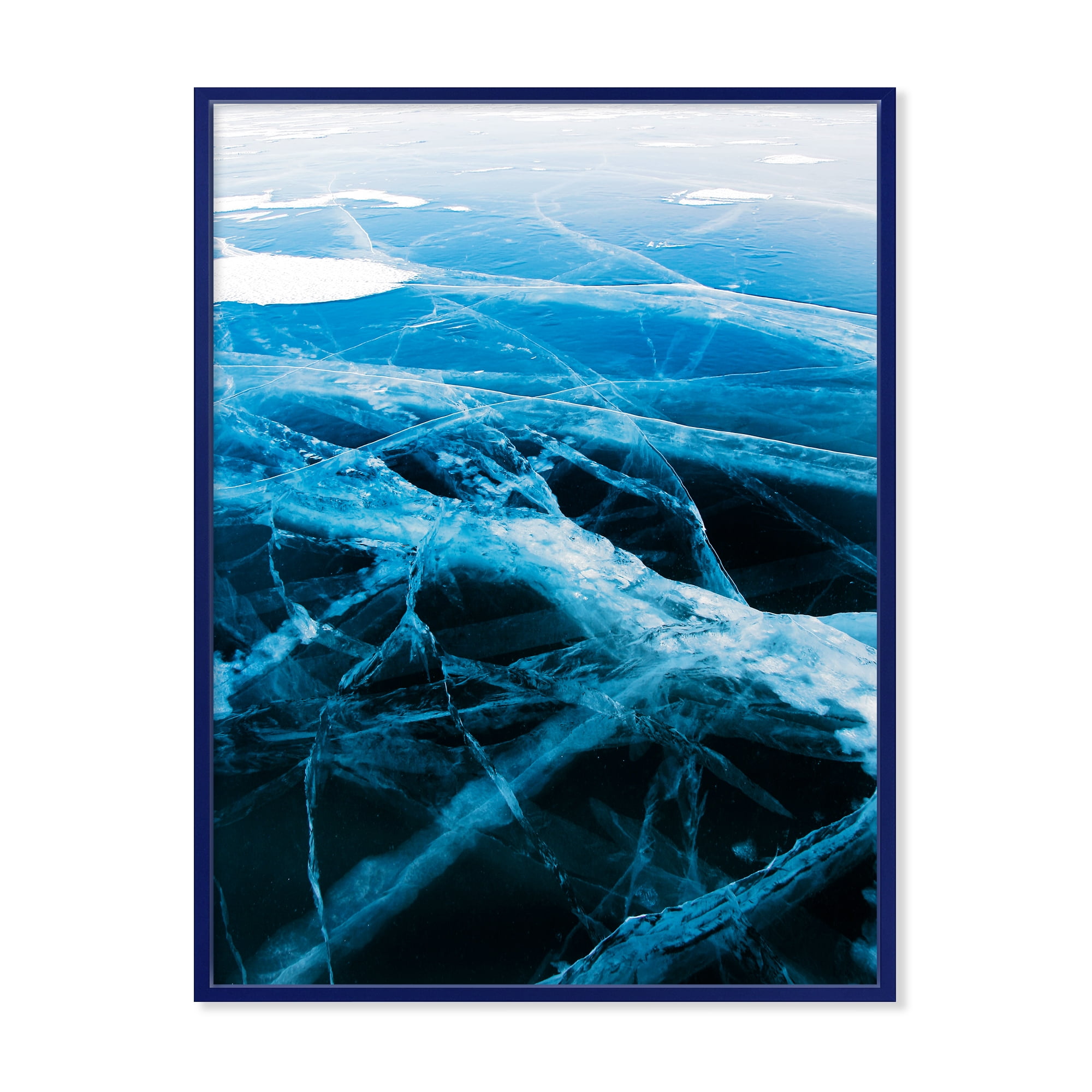 Designart 'White and Blue Ice Structure II' Modern Framed Canvas Wall Art Print