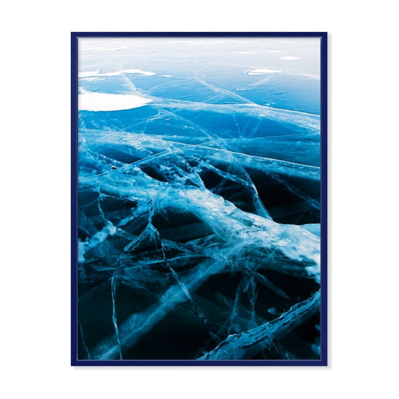Designart 'White and Blue Ice Structure II' Modern Framed Canvas Wall Art Print