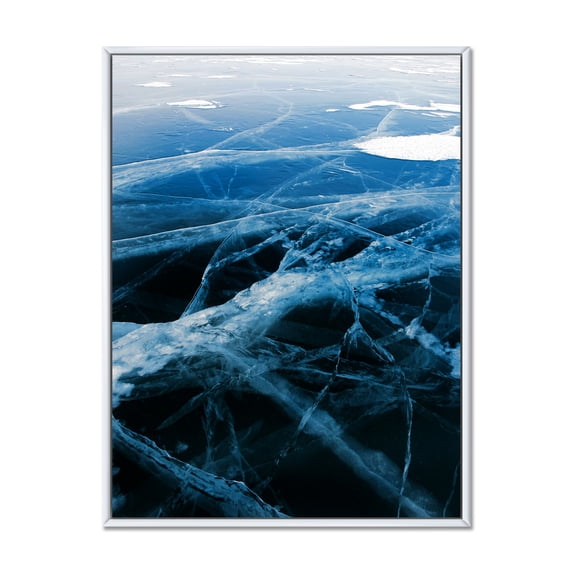 Designart 'White and Blue Ice Structure II' Modern Framed Canvas Wall Art Print