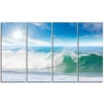 thumbnail image 1 of Designart 'White and Blue Waves under Sun ' Seascape Canvas Art Print, 1 of 5