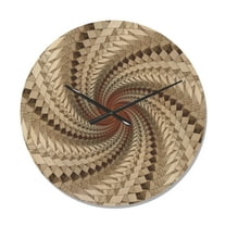 Designart 'White and Brown Fractal Spiral Pattern ' Modern Wood Wall Clock