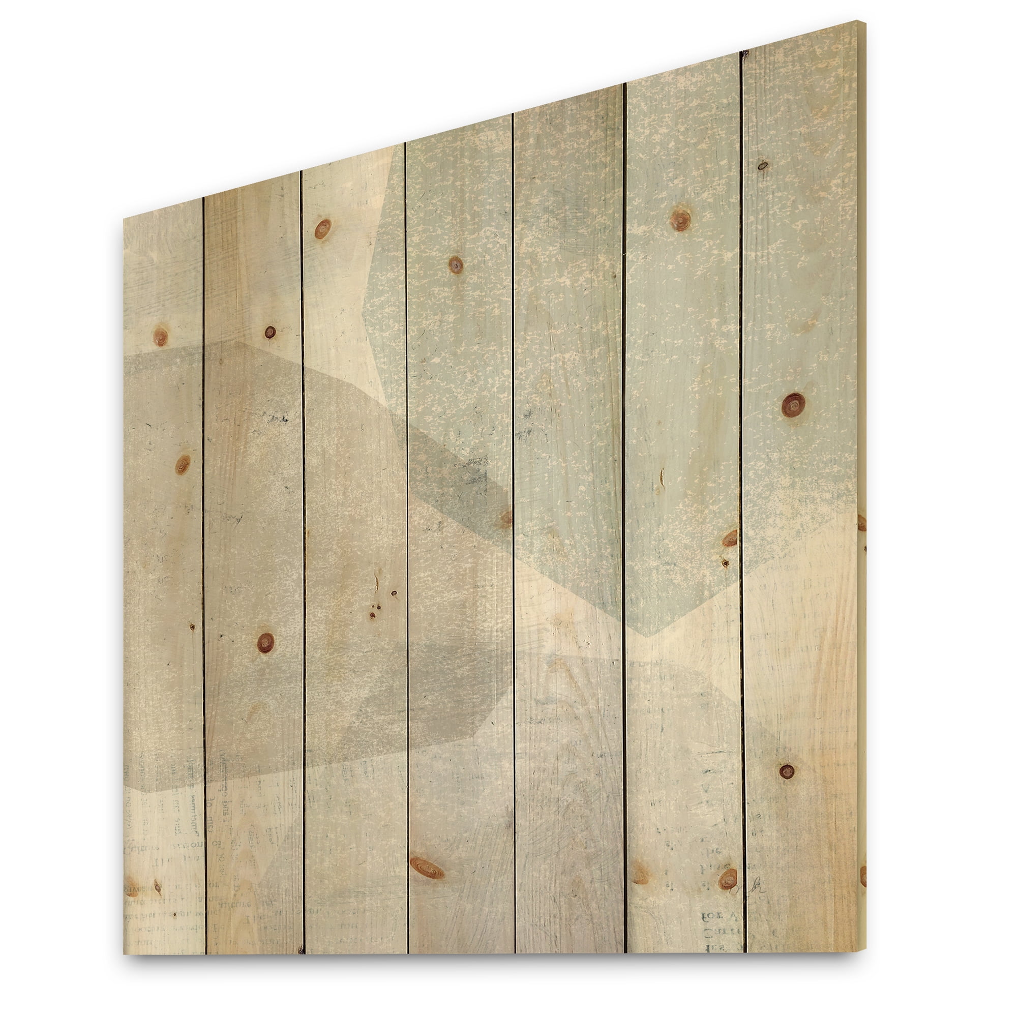 Designart 'White and Grey Collage I' Modern & Contemporary Print on Natural Pine Wood