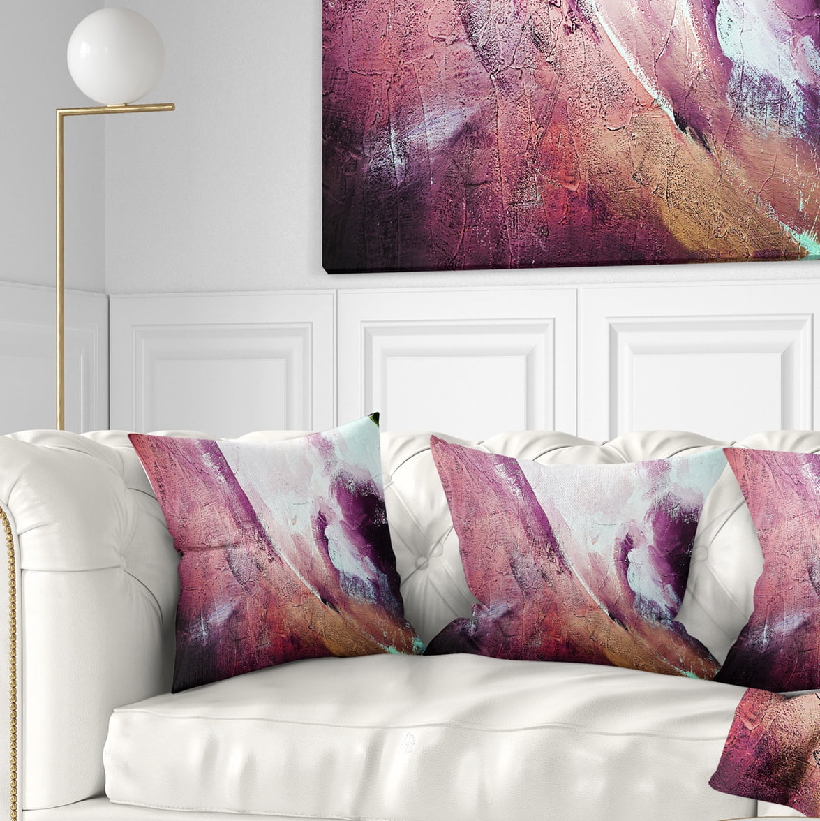 Designart White and Purple Texture - Abstract Throw Pillow - 18x18