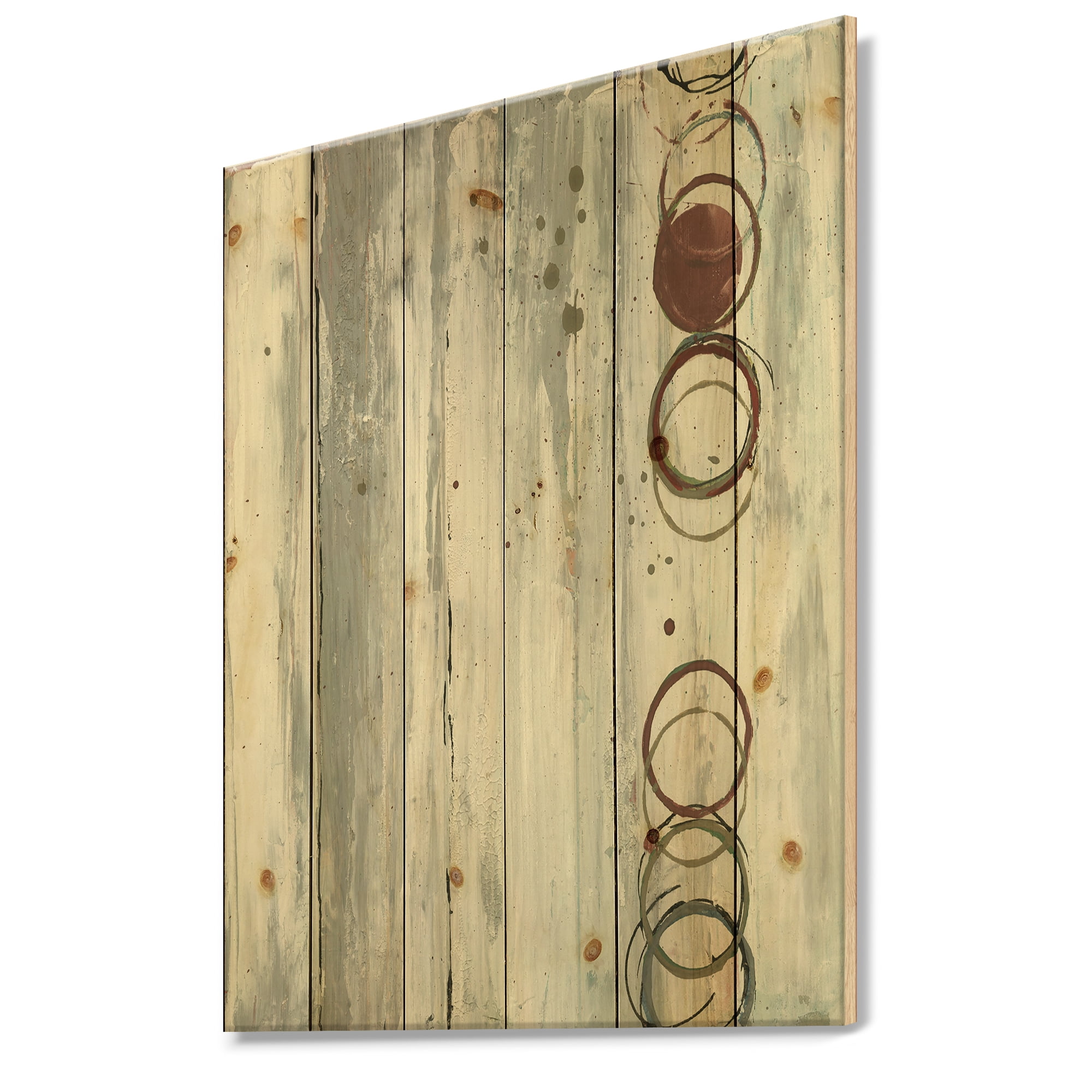Designart 'Whitewashed Chinchilla' Modern Geometric Print on Natural Pine Wood