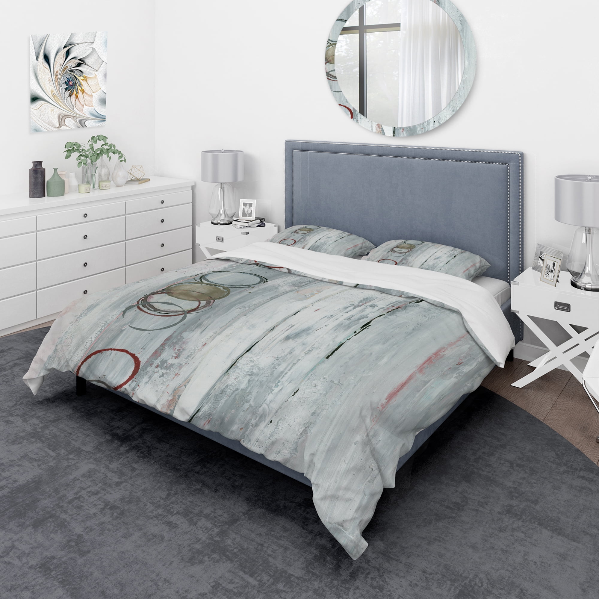 Designart 'Whitewashed Syrah' Geometric Duvet Cover Set