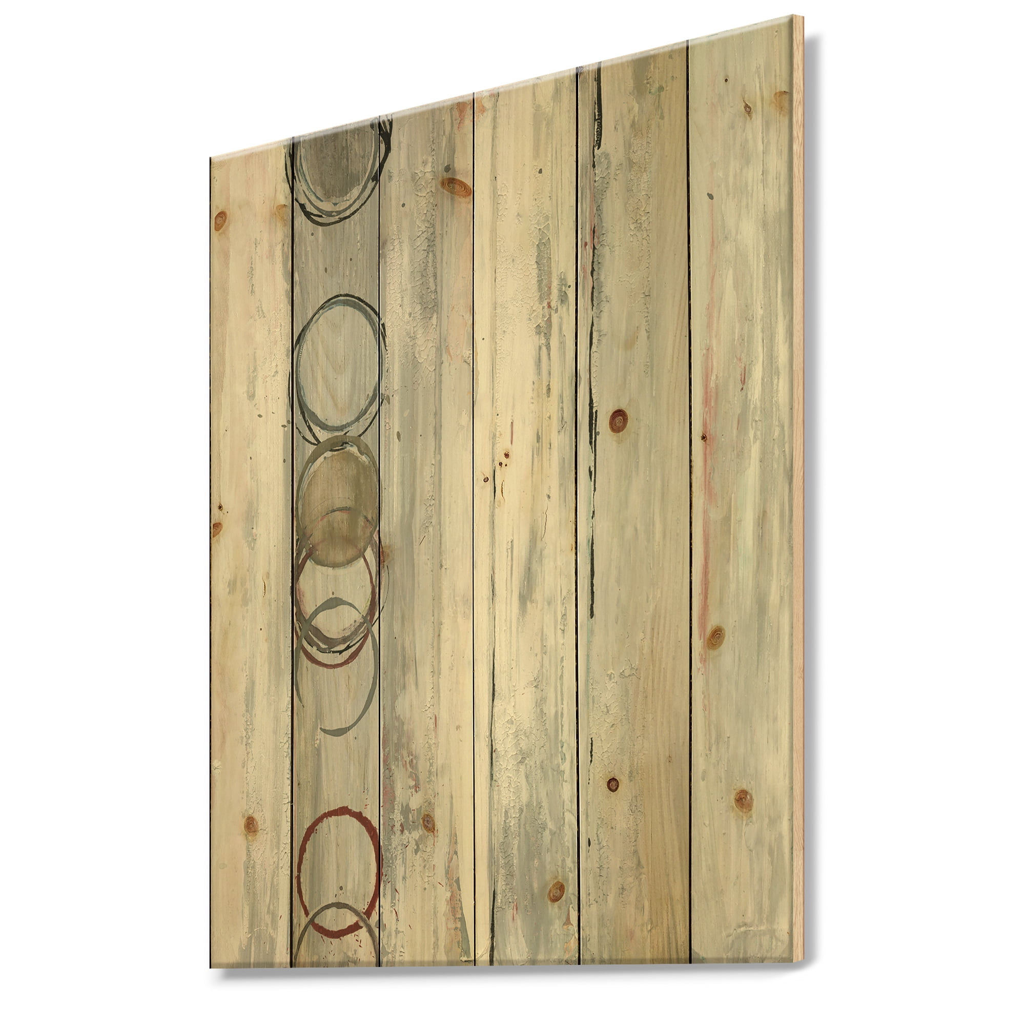 Designart 'Whitewashed Syrah' Modern Geometric Print on Natural Pine Wood
