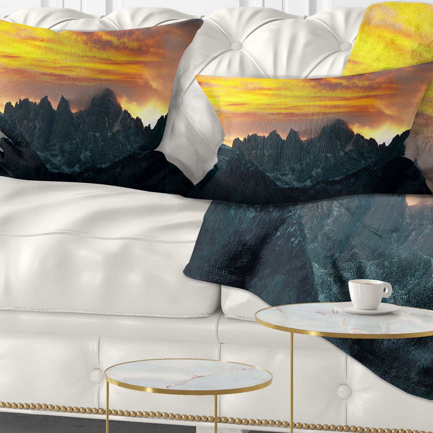 Designart Whitney Mountains under Cloudy Sky - Landscape Printed Throw Pillow - 12x20