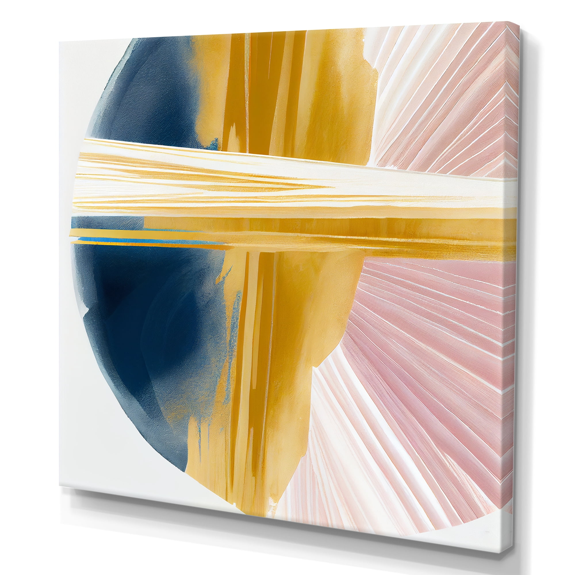 Designart Wide Golden Brush Stroke II Canvas Wall Art