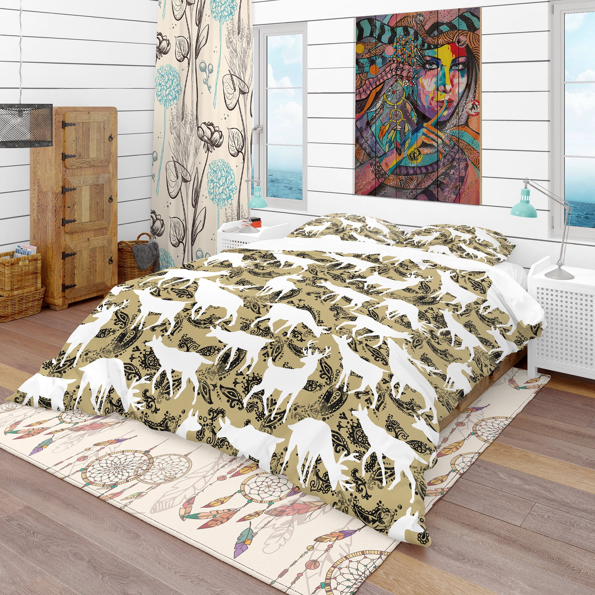 Designart 'Wild Animals Pattern' Bohemian & Eclectic Duvet Cover Set