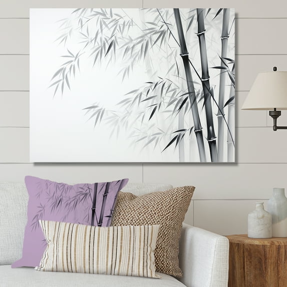 Designart "Wild Bamboo In Black And White V" Bamboo Wall Art Living Room