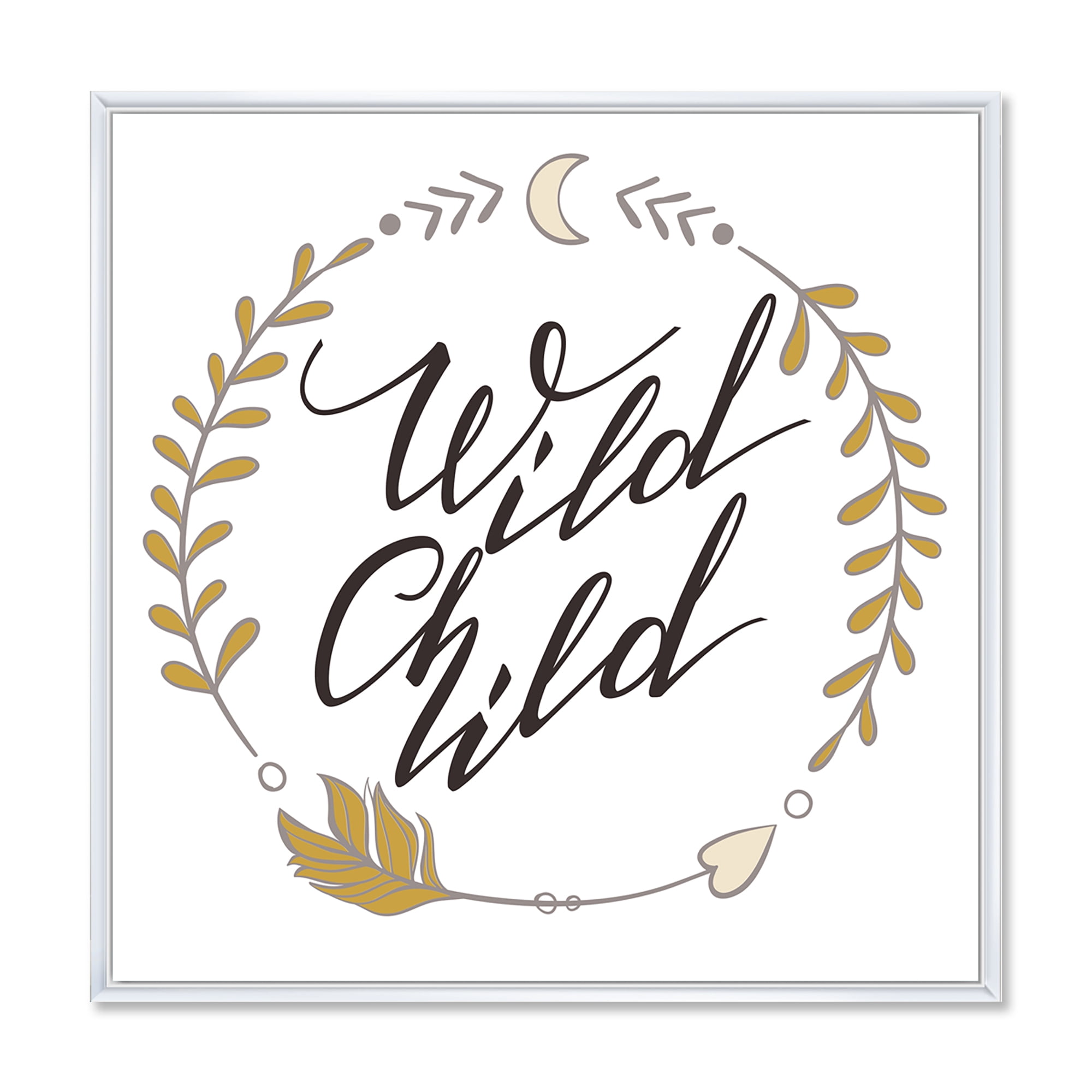 Designart 'Wild Child Under Arrows Circled' Traditional Framed Canvas Wall Art Print