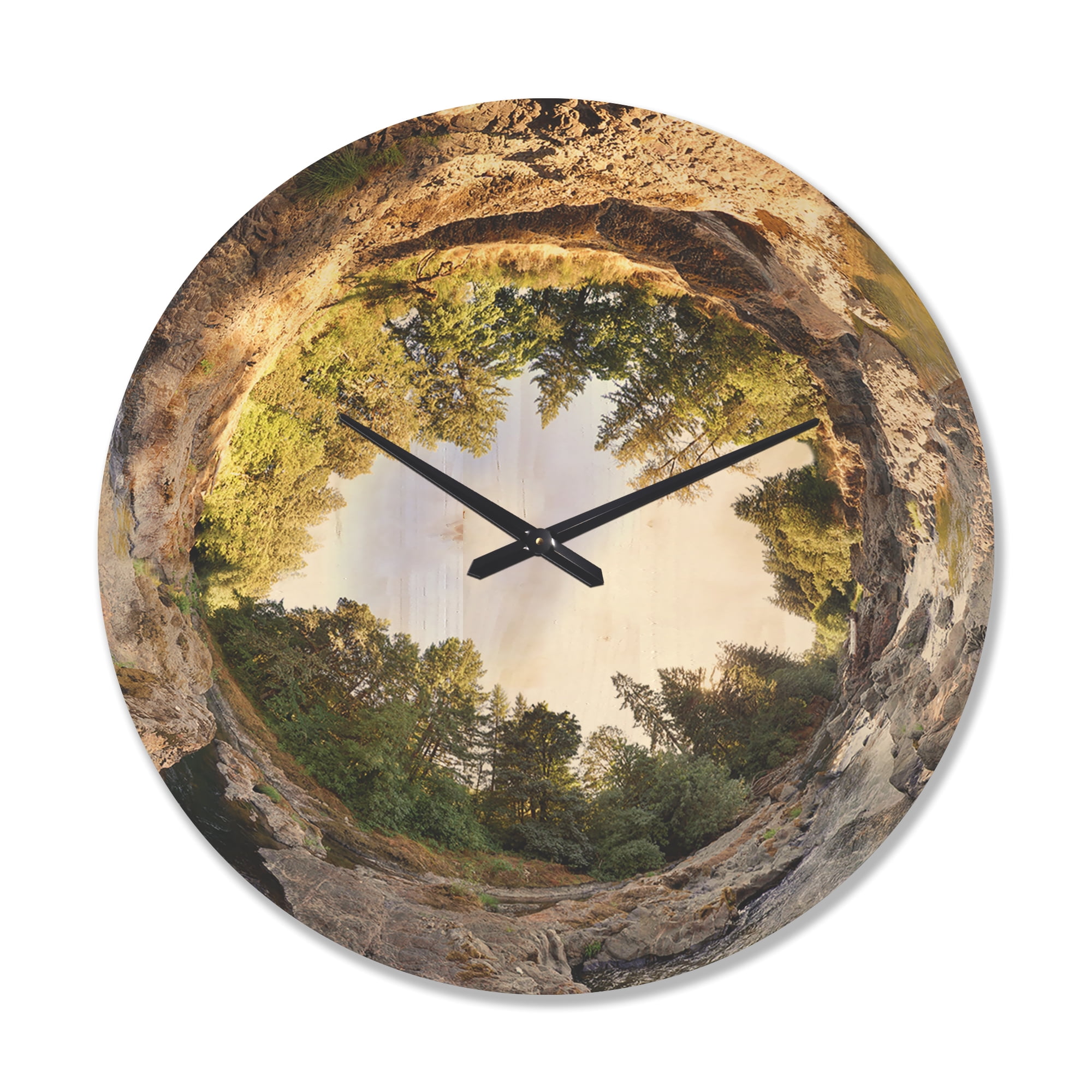 Designart 'Wild Forest River Tube ' Modern Wood Wall Clock