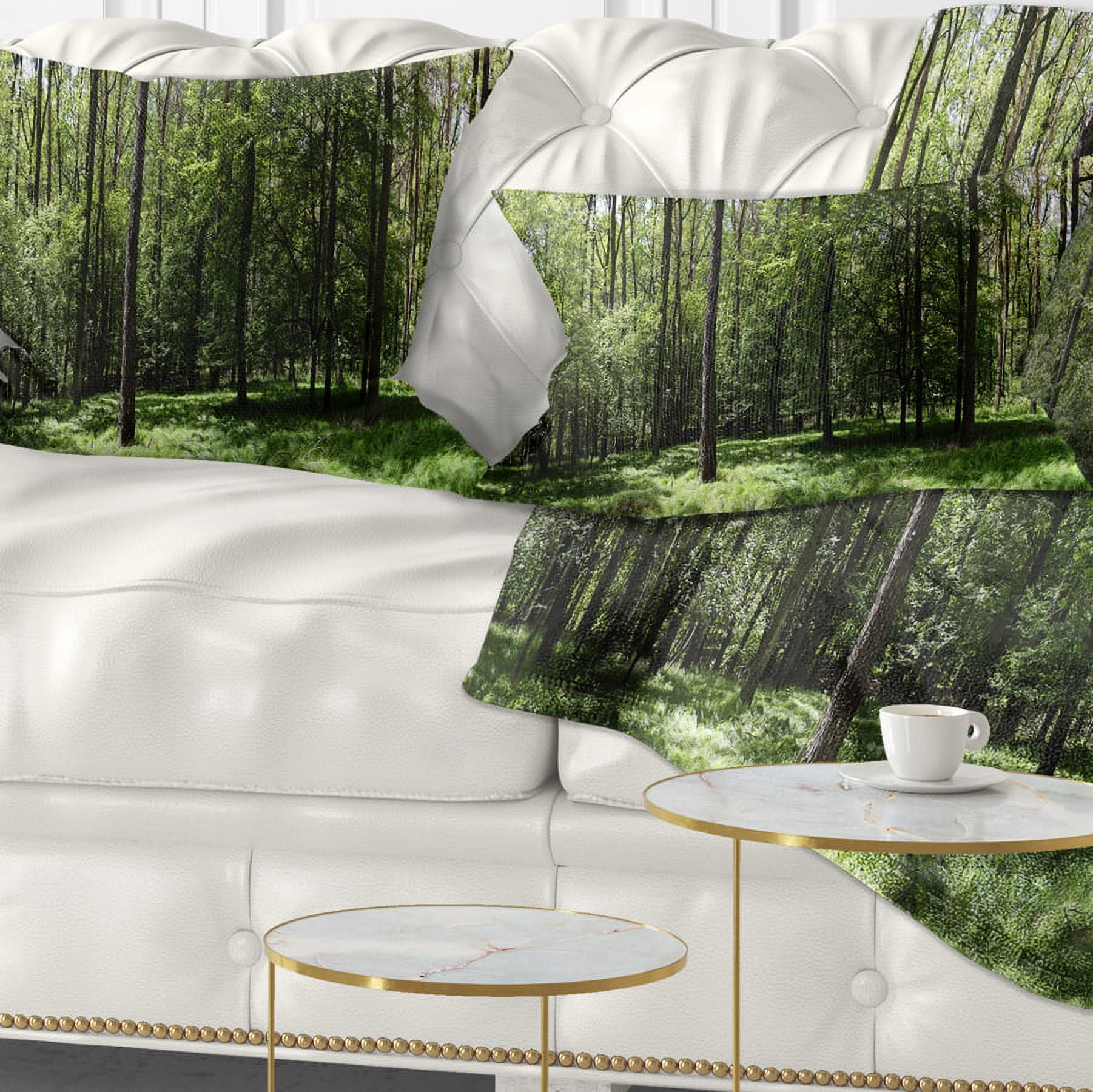 Designart Wild Green Forest Panorama - Oversized Forest Throw Pillow - 12x20