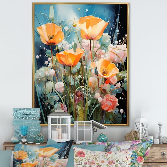 Designart "Wild Harmony In Garden Delights" Plants Floater Framed Canvas Art Print