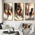 thumbnail image 1 of Designart "Wild Horses Galloping in Winter Scene II" Animals Horse Framed Wall Art Set Of 3 - Brown Horse Frame Gallery Wall Set For Home Decor, 1 of 6