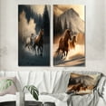 thumbnail image 1 of Designart "Wild Horses Galloping in a Winter Scene V" Animals Horse Wall Art Set Of 2 - Children's Art Brown Canvas Set For Living Room Decor, 1 of 6