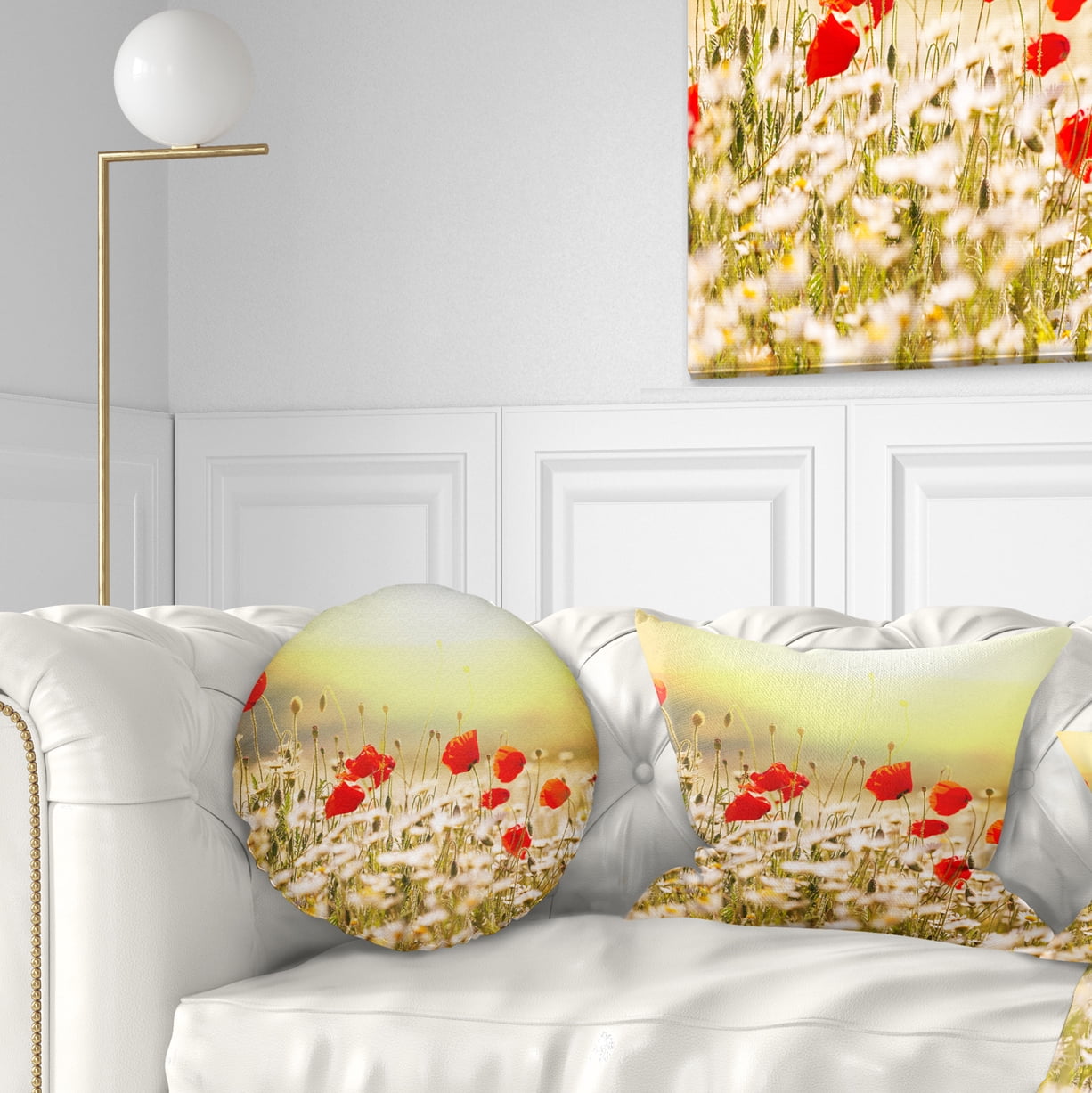 Designart Wild Meadow with Poppy Flowers - Floral Throw Pillow - 12x20