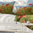 thumbnail image 1 of Designart Wild Poppy Flowers in Green Garden - Floral Throw Pillow - 12x20, 1 of 5