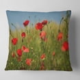 thumbnail image 1 of Designart Wild Poppy Flowers in Green Garden - Floral Throw Pillow - 16x16, 1 of 4