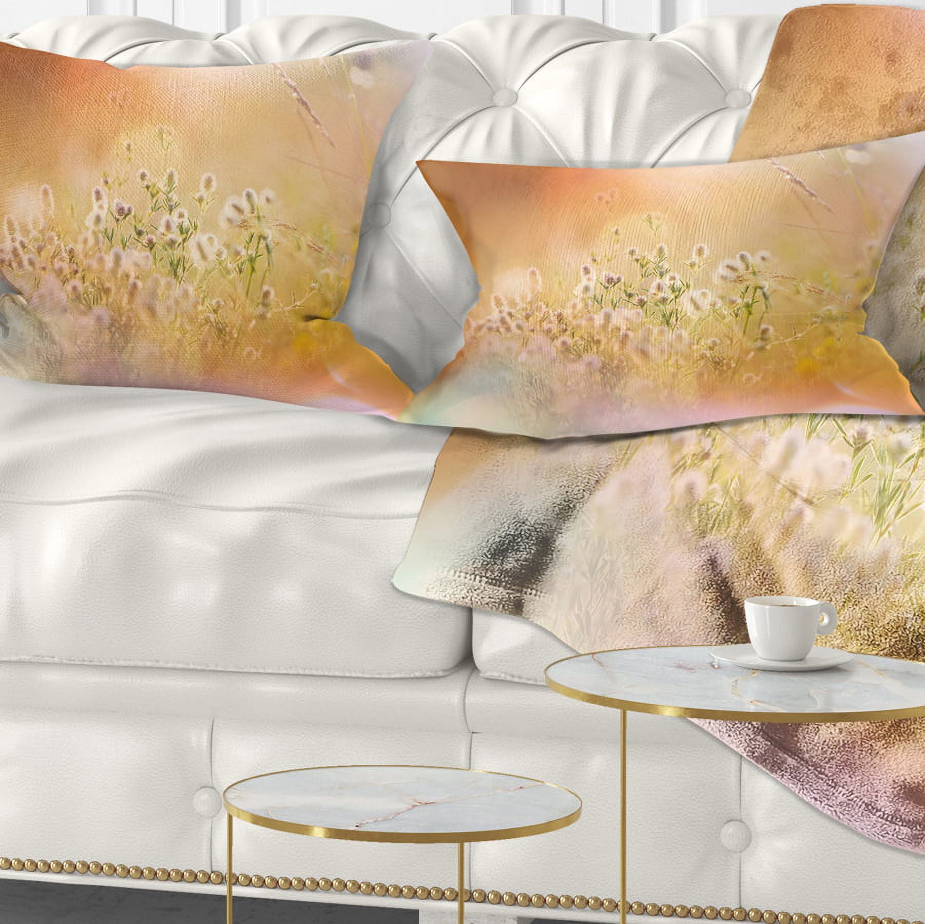Designart Wild Purple Flowers on Light Background - Flower Throw Pillow - 12x20