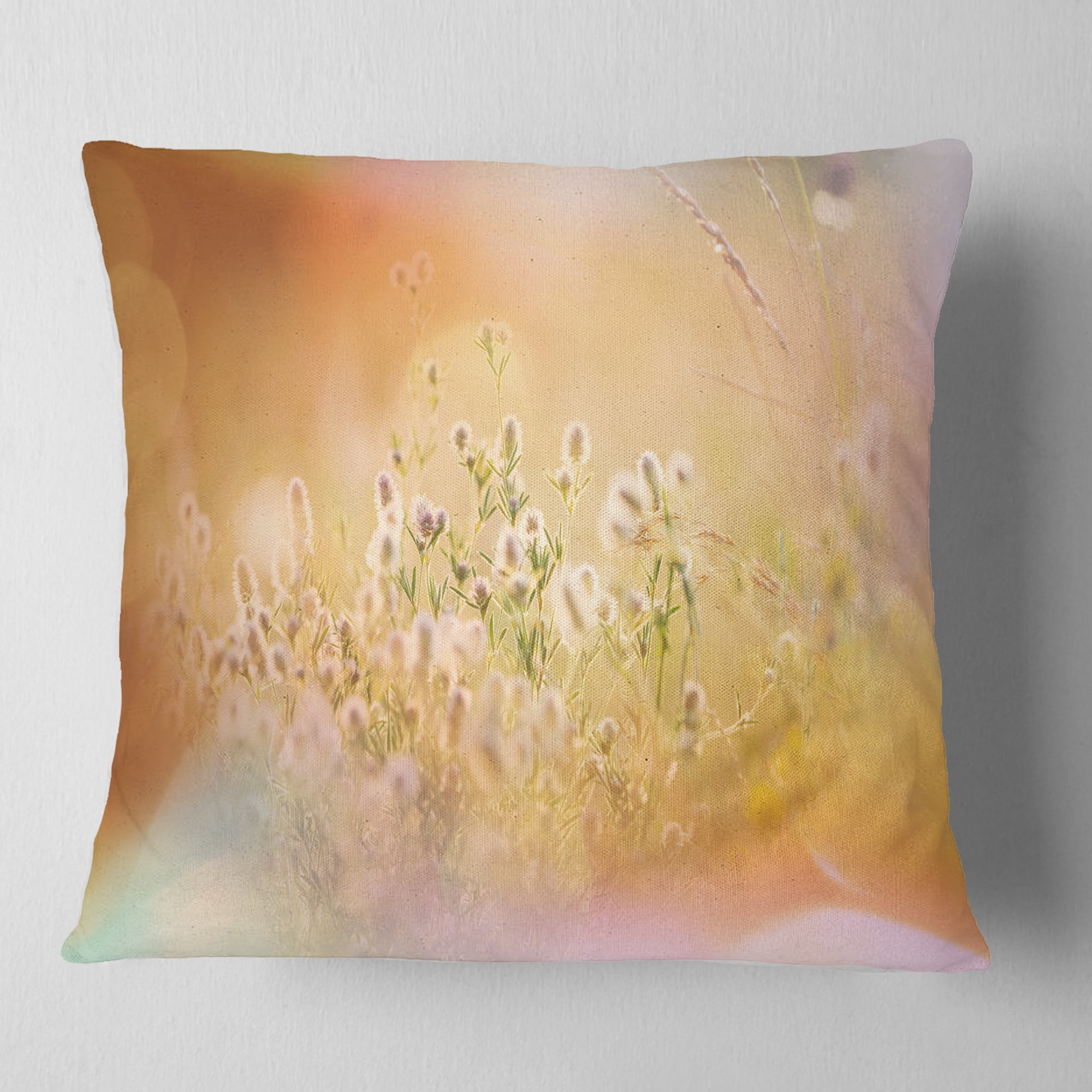 Designart Wild Purple Flowers on Light Background - Flower Throw Pillow - 16x16