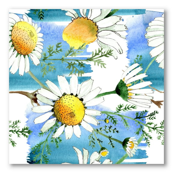 Designart ' Wild Spring White Chamomile Flowers ' Traditional Canvas Wall Art Print