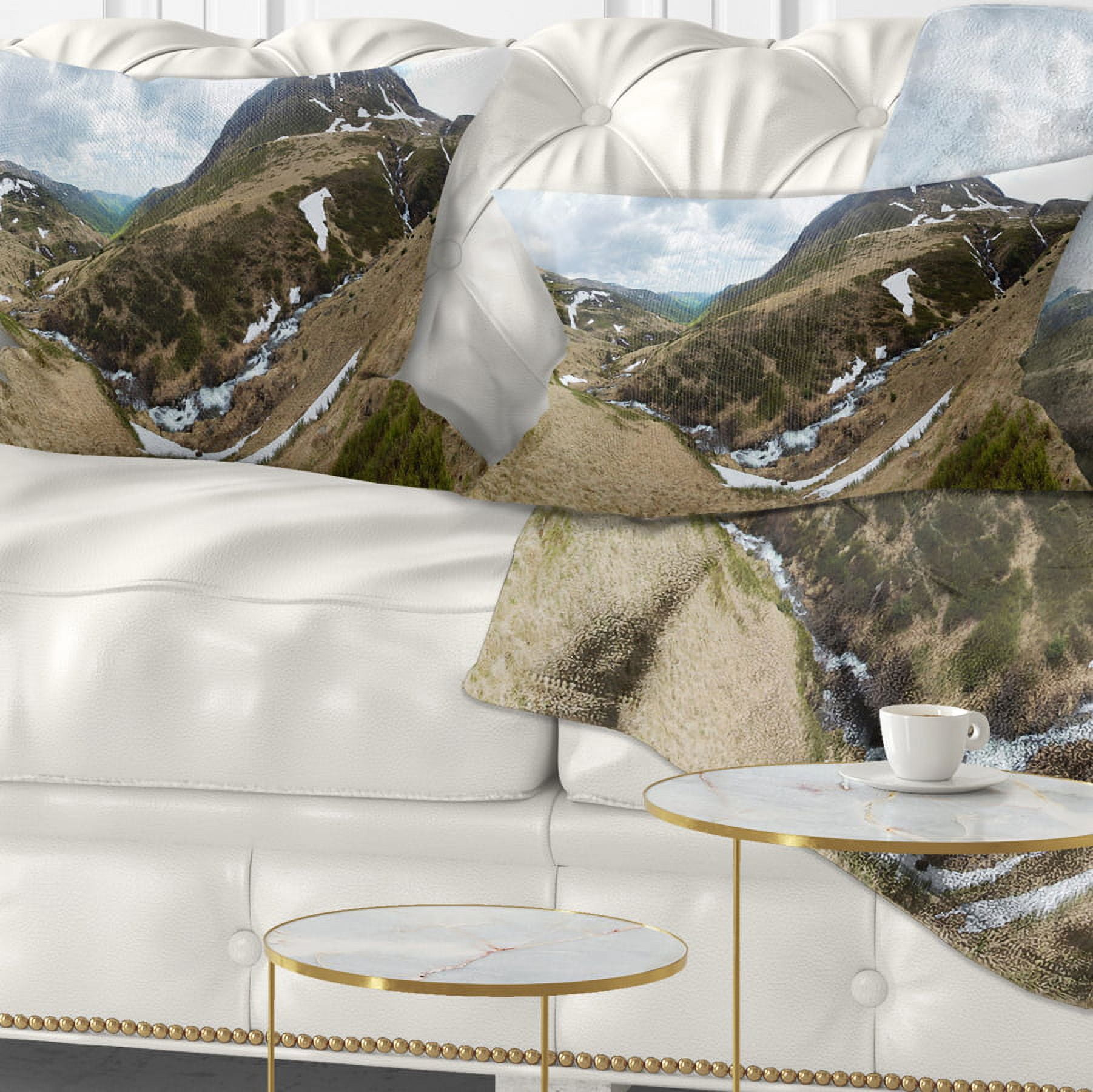 Designart Wild Sprint Mountain Panorama - Landscape Printed Throw Pillow - 12x20