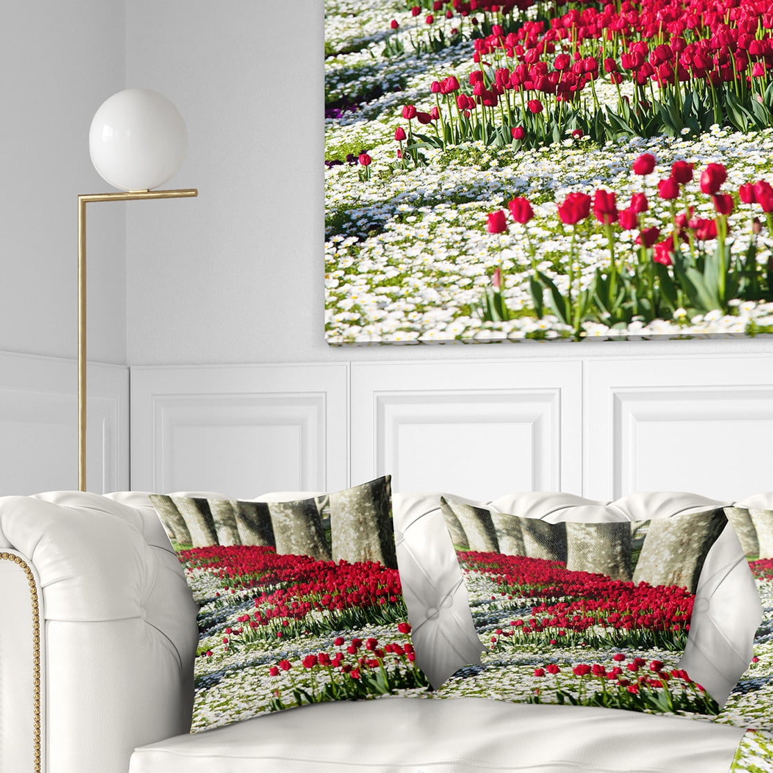 Designart Wild Tulip Flowers in Forest Pasture - Floral Throw Pillow - 18x18