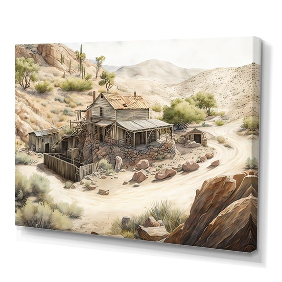 Designart Wild West Mine In Arizona I Canvas Wall Art