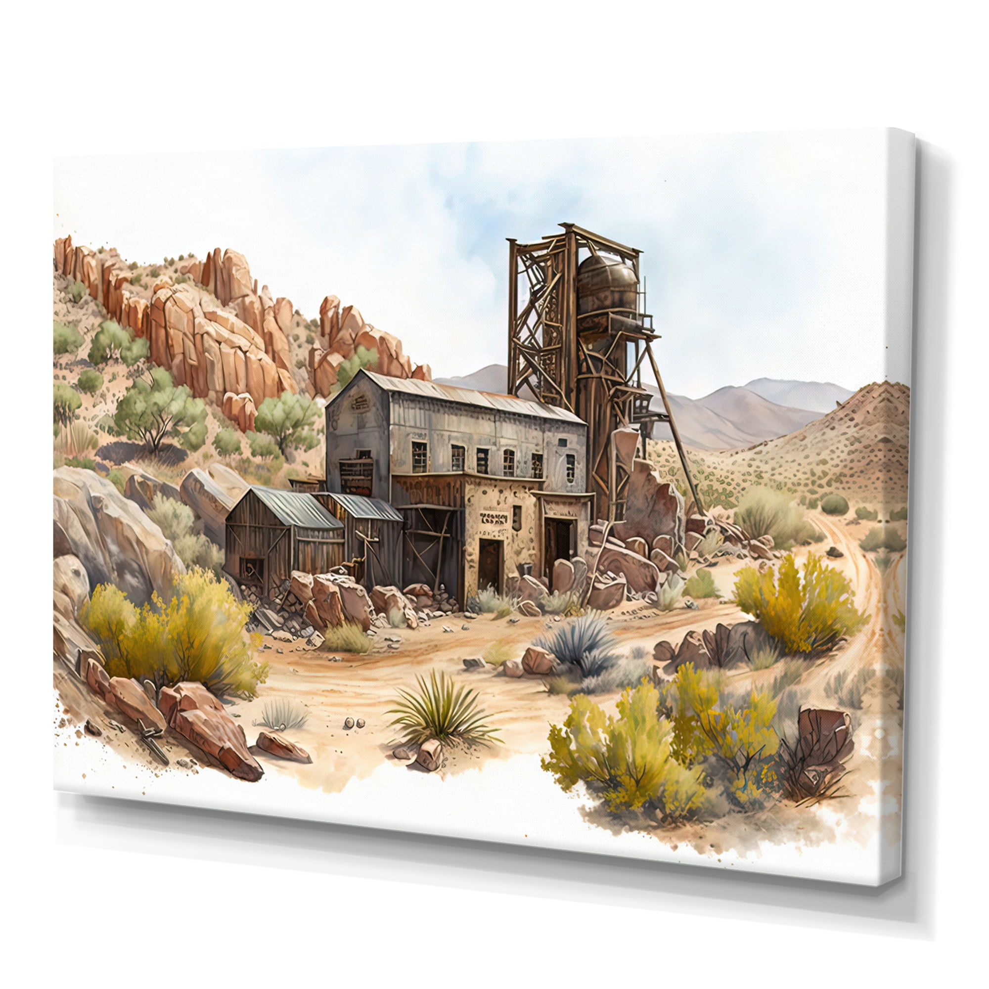 Designart Wild West Mine In Arizona III Canvas Wall Art