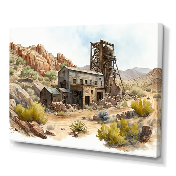 Designart Wild West Mine In Arizona III Canvas Wall Art
