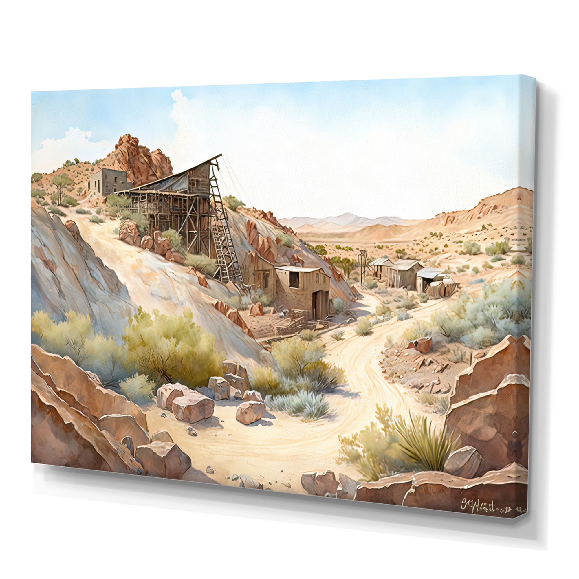 Designart Wild West Mine In Arizona V Canvas Wall Art