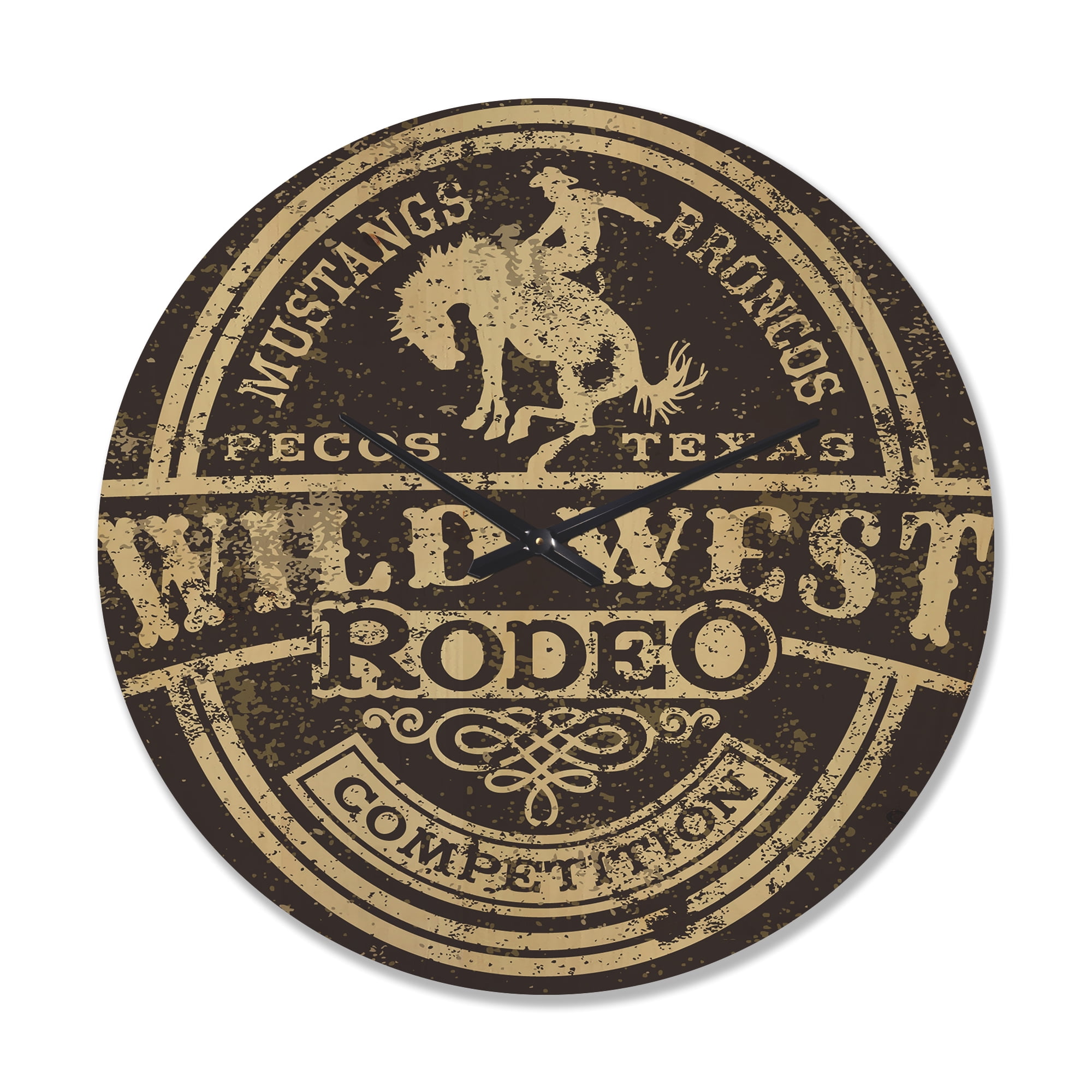 Designart 'Wild West Rodeo Poster' Modern Wood Wall Clock
