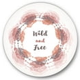 thumbnail image 1 of Designart 'Wild and Free Feather Wreath In Boho Style' Bohemian & Eclectic Circle Metal Wall Art 23x23 - Disc of 23, 1 of 5