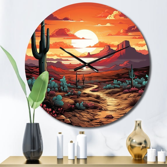 Designart "Wilderness Heat Nature s Blaze" Landscapes Oversized Wall Clock