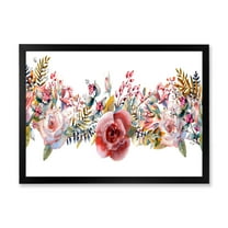 Designart 'Wildflower and Pink Roses' Farmhouse Framed Art Print
