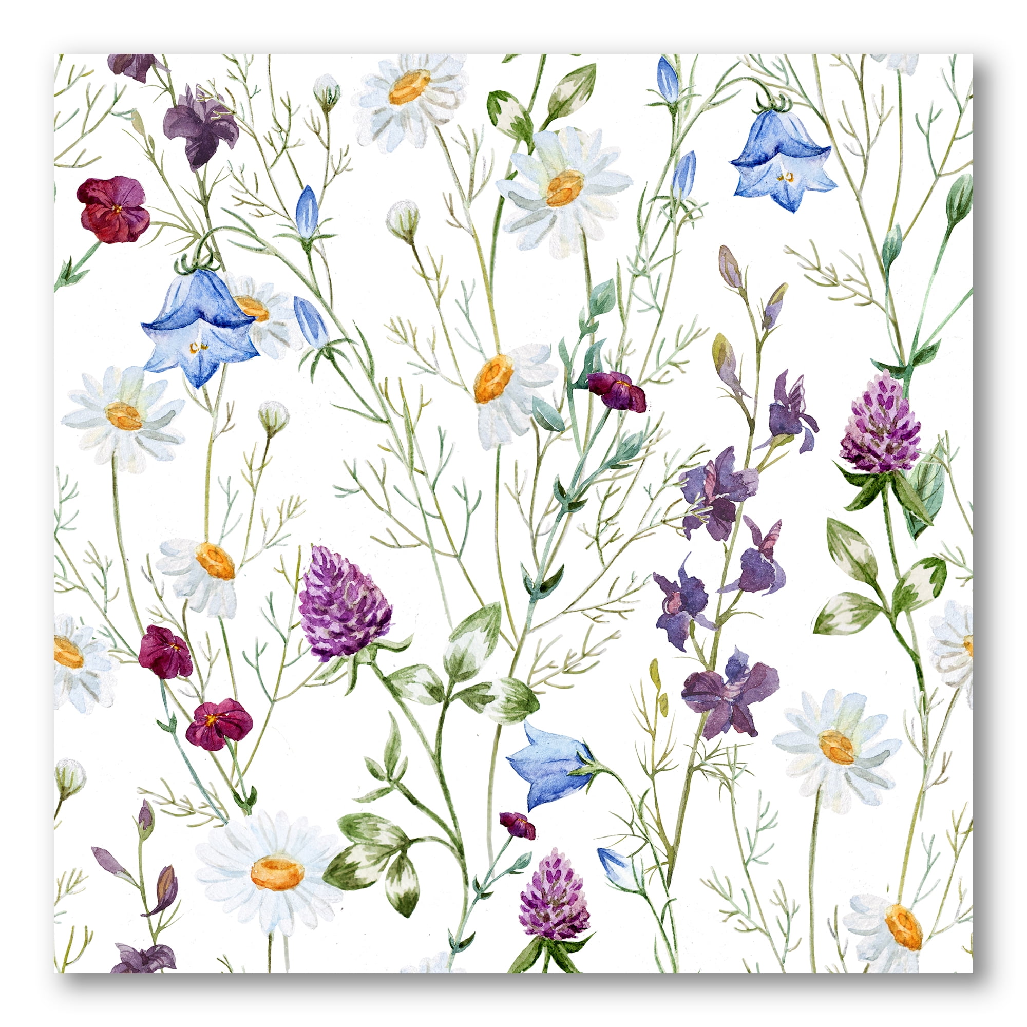 Designart ' Wildflowers Clover Bell and Chamomile I ' Traditional Canvas Wall Art Print